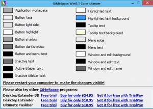 software - GiMeSpace Win 8 & 10 Color Changer 1.0.1.9 screenshot