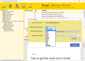 Gmail Backup to Outlook PST screenshot
