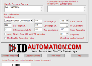 software - GS1 Databar Barcode Image Generator 20.04 screenshot