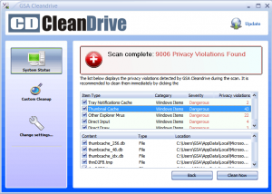 GSA Cleandrive screenshot