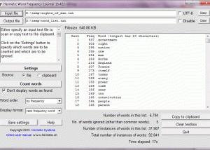 software - Hermetic Word Frequency Counter 24.0 screenshot