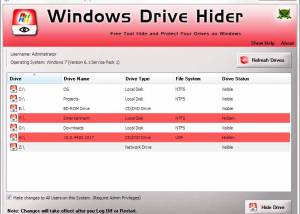 Hide Drives on Windows screenshot