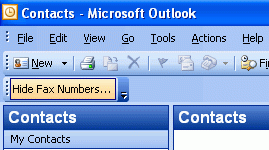 Hide Fax Numbers in Outlook screenshot