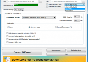 software - Hodes PDF to Word Converter 1.3.0.164 screenshot