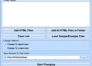 HTML Tags Change To Uppercase or Lowercase Software screenshot