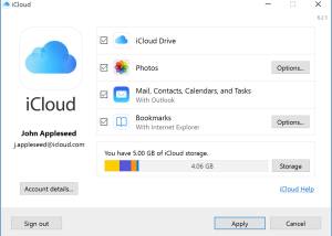 software - iCloud Control Panel 7.21.0.23 screenshot