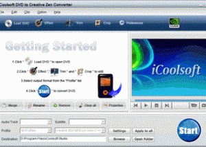 software - iCoolsoft DVD to Creative Zen Converter 3.1.12 screenshot