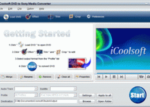 iCoolsoft DVD to Sony Media Converter screenshot