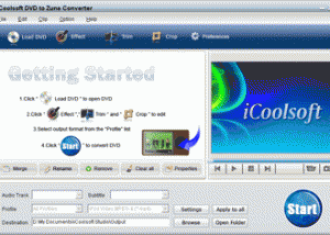 software - iCoolsoft DVD to Zune Converter 3.1.10 screenshot