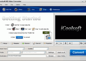 software - iCoolsoft HD Video Converter 3.1.10 screenshot