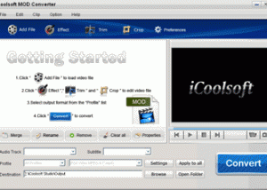 software - iCoolsoft MOD Converter 3.1.10 screenshot