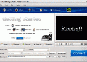 iCoolsoft Sony XPERIA Video Converter screenshot