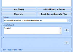 Insert Lines In Multiple Text Files Software screenshot