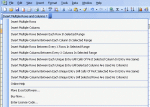 Insert Rows and Columns in Excel screenshot