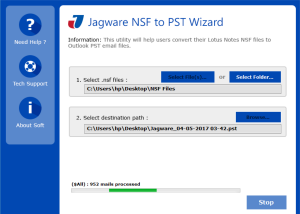 software - Jagware NSF to PST Wizard 3.0 screenshot