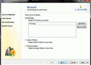 Kernel for Exchange to Lotus Notes screenshot