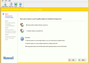 Kernel for GroupWise to Exchange screenshot