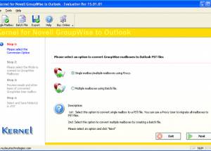 software - Kernel for Novell GroupWise to Outlook 15.01.01 screenshot