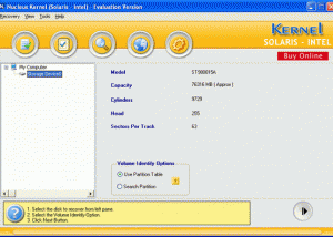 Kernel Solaris Data Recovery Software screenshot