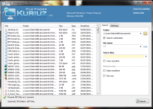 Kuriuz File Finder screenshot