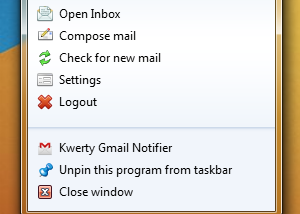 software - Kwerty Gmail Notifier 1.4 screenshot