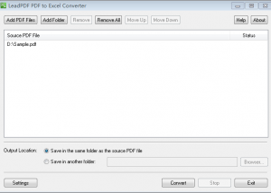 software - LeadPDF PDF to Excel Converter 11.0 screenshot