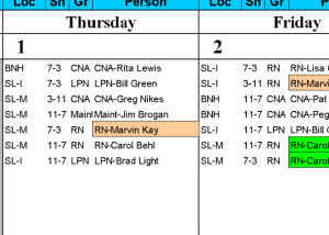 Let Excel Calendar 50 People to 6 Shifts screenshot