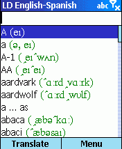 LingvoSoft Dictionary English <-> Spanish for Microsoft Smartphone screenshot