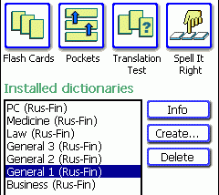 LingvoSoft FlashCards Russian <-> Finnish for Pocket PC screenshot