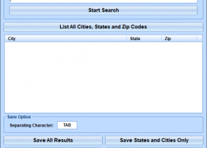 software - List Of All US Cities, States and Zip Codes Database Software 7.0 screenshot