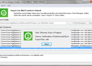 Live Mail to Outlook Transfer screenshot