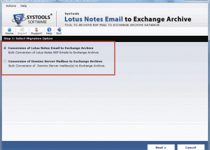 Lotus Domino to Exchange Archiving screenshot