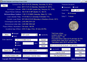 software - Lunar Calendars and Eclipse Finder 17.17 screenshot