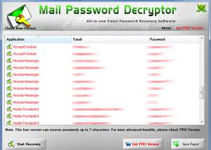 Mail Password Decryptor screenshot