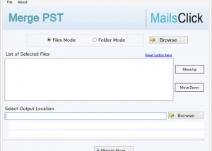 software - MailsClick Merge PST File 1.0 screenshot