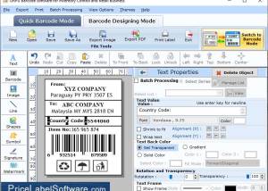 Manufacturing Barcode Label screenshot