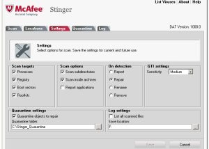 Full McAfee Stinger x64 screenshot