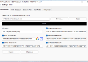 software - MD5 Checksum Tool 4.7 screenshot