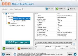 Memory Card Restore Software screenshot