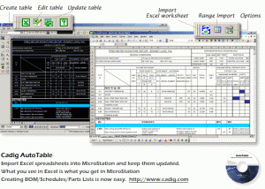 software - MicroStation Excel- {Cadig AutoTable 3 } 3.6 screenshot