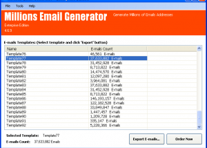 Millions Email Generator Platinum screenshot