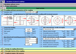 MITCalc Pinned couplings screenshot