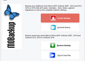 software - MOBackup - Outlook Backup Software 9.68 screenshot