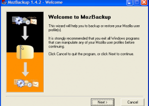 MozBackup screenshot