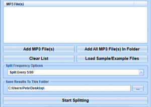 MP3 Split Into Multiple Files Software screenshot