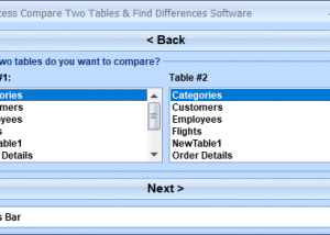 MS Access Compare Two Tables & Find Differences Software screenshot