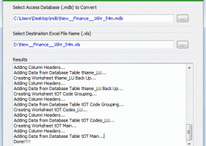 MS Access MDB to Excel screenshot