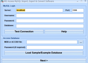 MS Access MySQL Import, Export & Convert Software screenshot