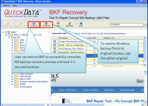 MS Backup Recovery screenshot