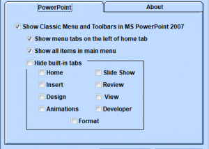MS PowerPoint 2007 Ribbon To Old Classic Menu Toolbar Interface Software screenshot